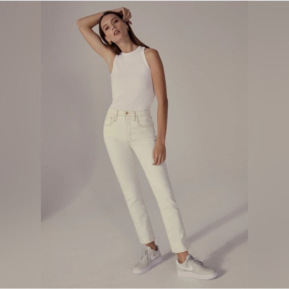 Favorite Daughter The Erin High Rise Cream Straight Leg Jeans
